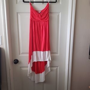 Papaya strapless dress. Size M. Red and white